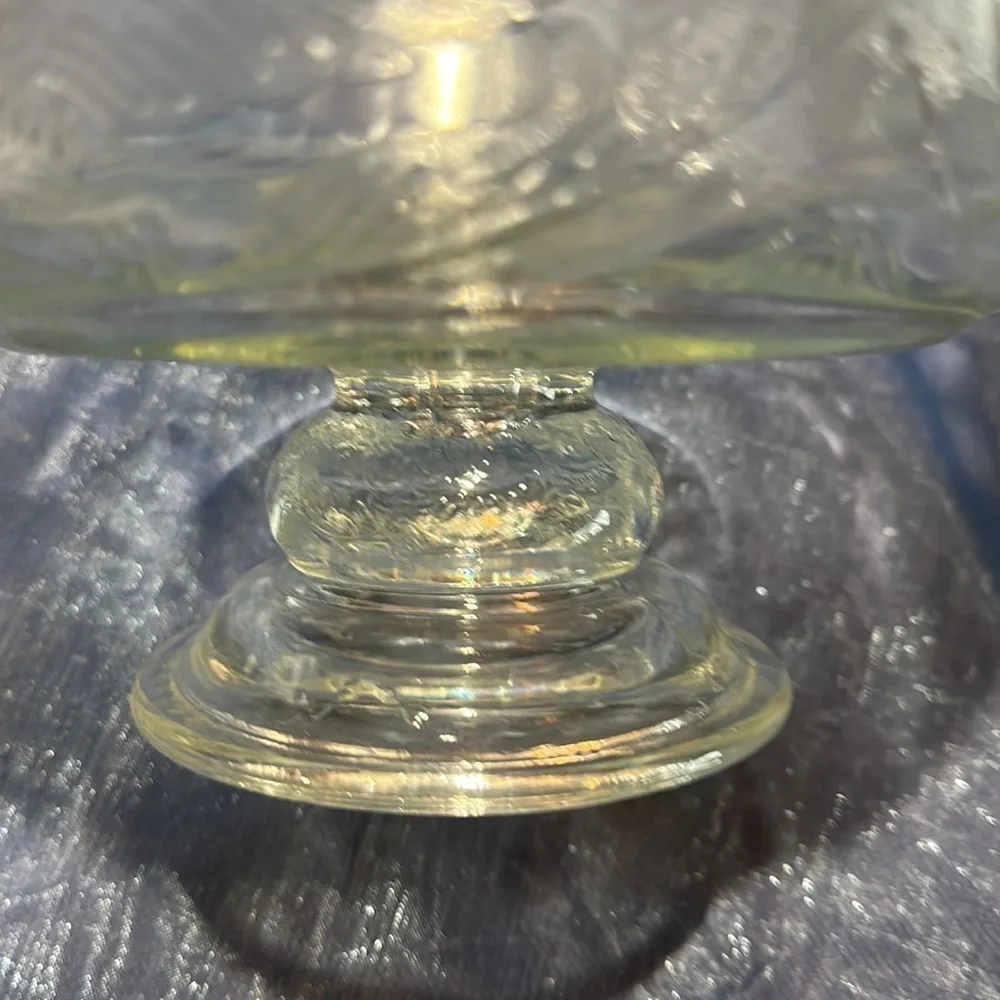 VINTAGE Depression Federal glass yellow Glass Madrid Footed Pedestal Bowl